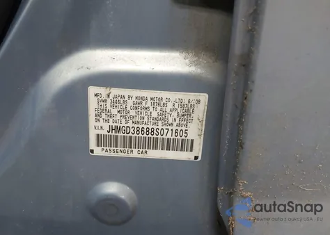 2008 Honda Fit Sport from USA, damaged, VIN JHMGD38688S071605